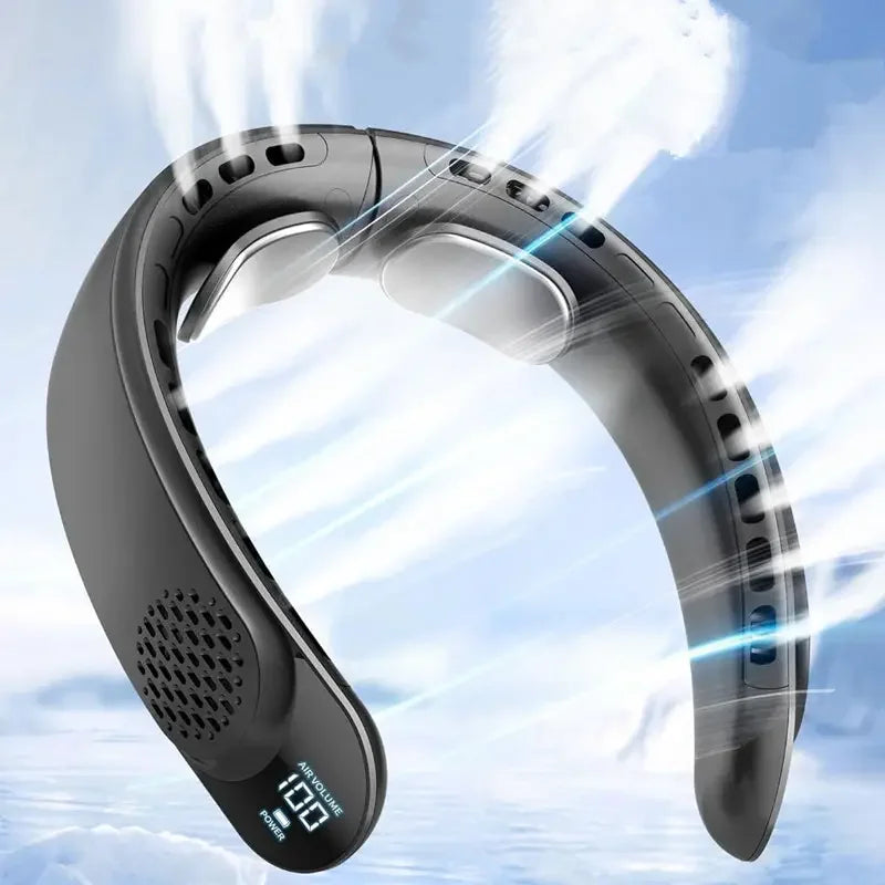 Ventilador de cuello USB de cuatro núcleos, turbina de diseño sin espalda, fácil de controlar y transportar, portátil, para exteriores, regalo de verano, novedad de 2024