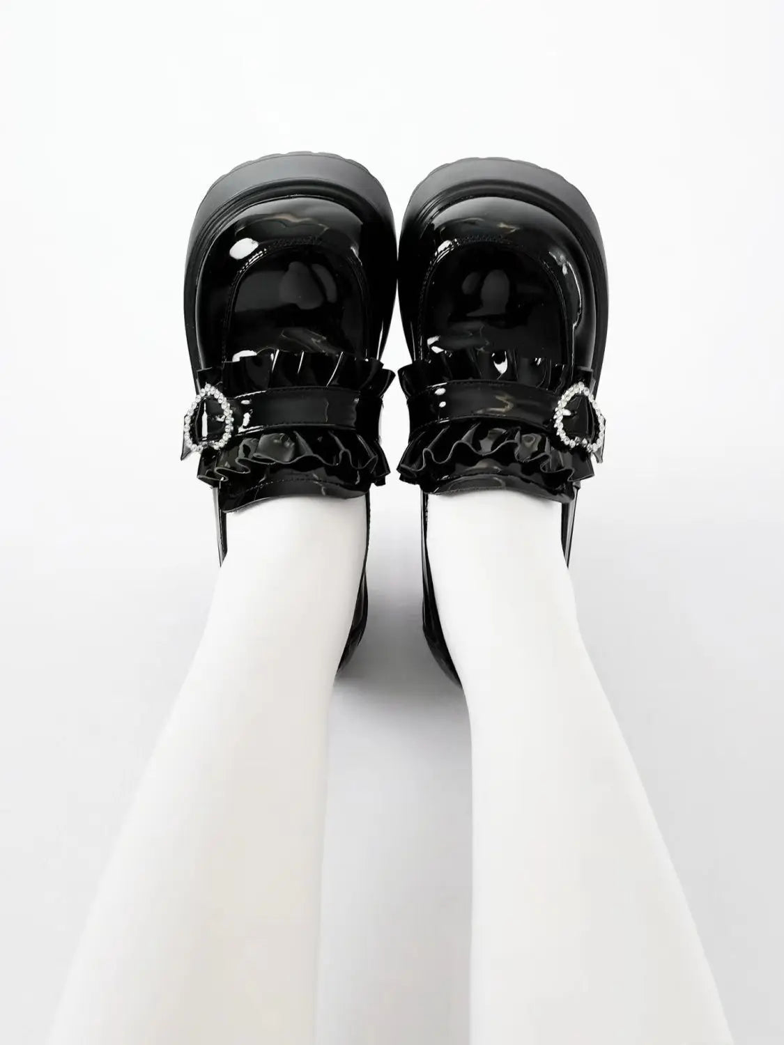 Zapatos Mary Jane Lolita de Plataforma con Hebilla Corazón para Mujer