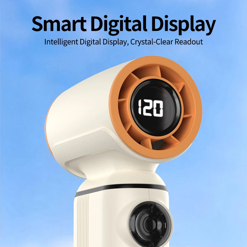 Mini Ventilador de Mano con Pantalla Digital Inteligente, Recargable por USB, Portátil, Batería de Larga Duración, Silencioso y con Viento Potente