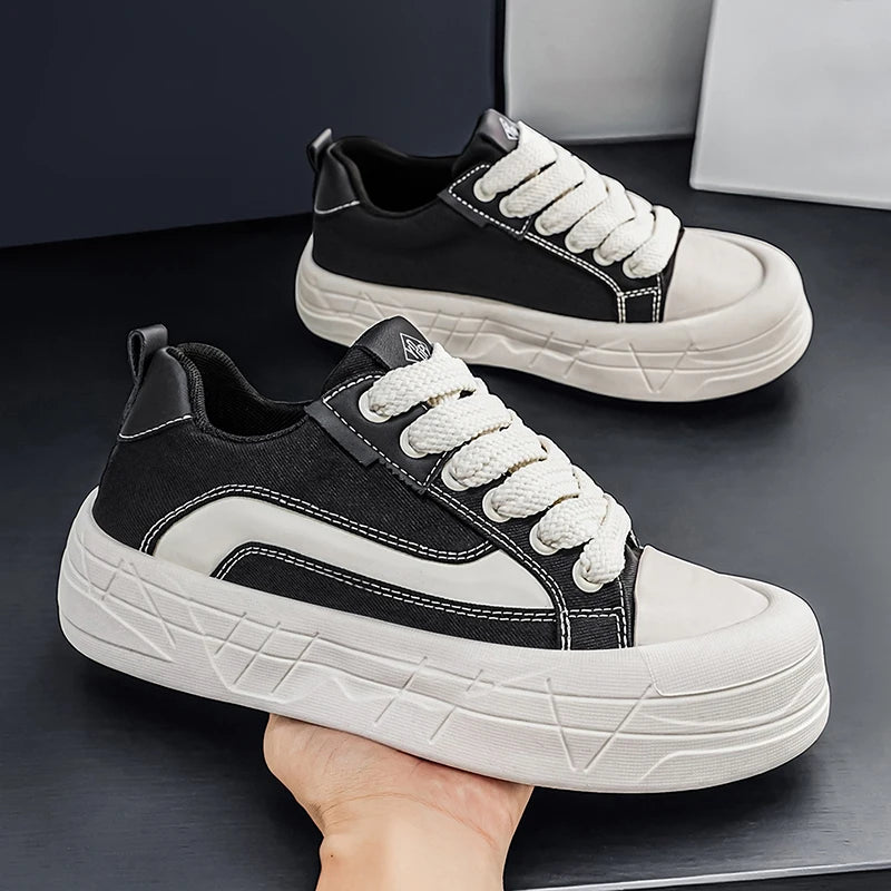 Zapatillas de skate de lona con plataforma y suela geométrica antideslizante