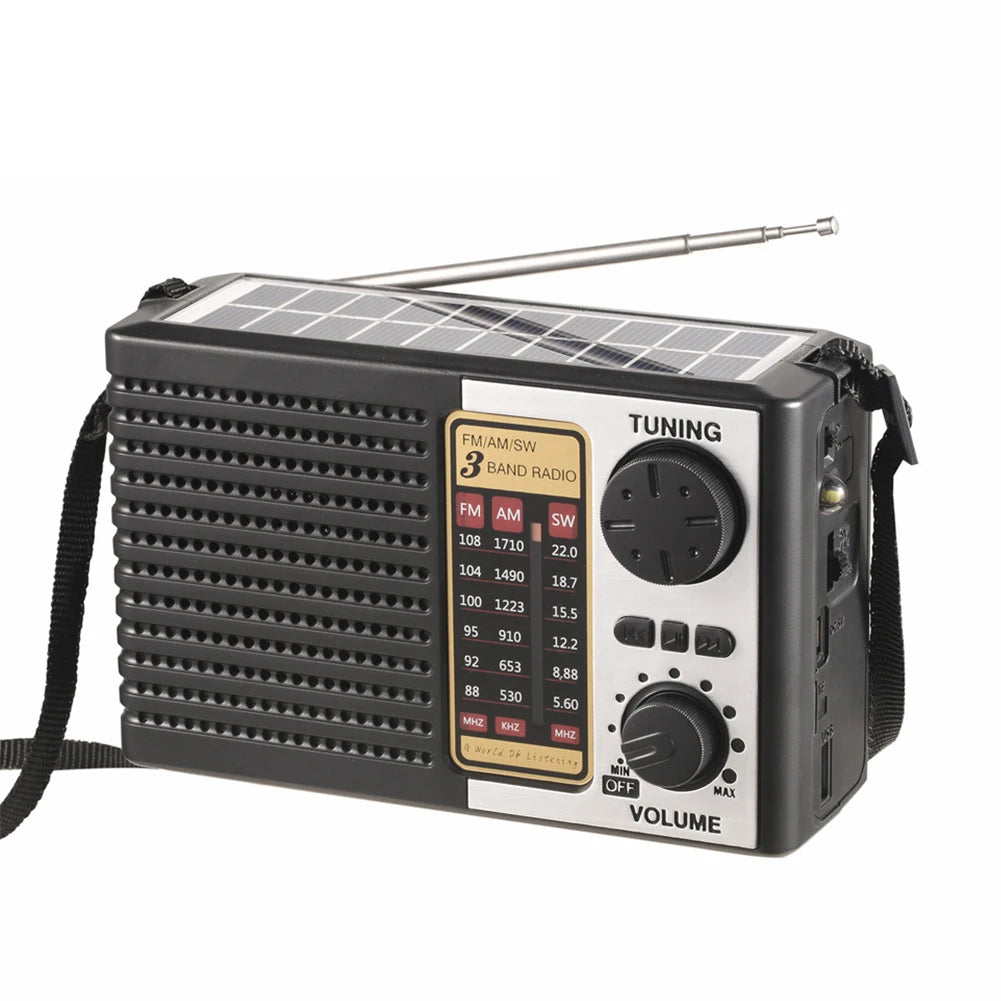 Radio de Emergencia Solar AM FM SW con Linterna LED y Bluetooth