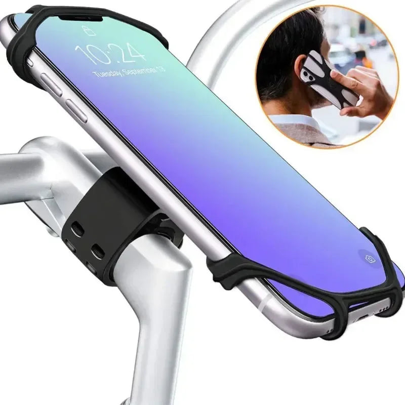 Soporte Universal para Teléfono Móvil de Bicicleta, Rotación de 360 Grados, Soporte de Silicona para GPS, Soporte para Cochecito de Bebé, Soporte para Manillar de Motocicleta