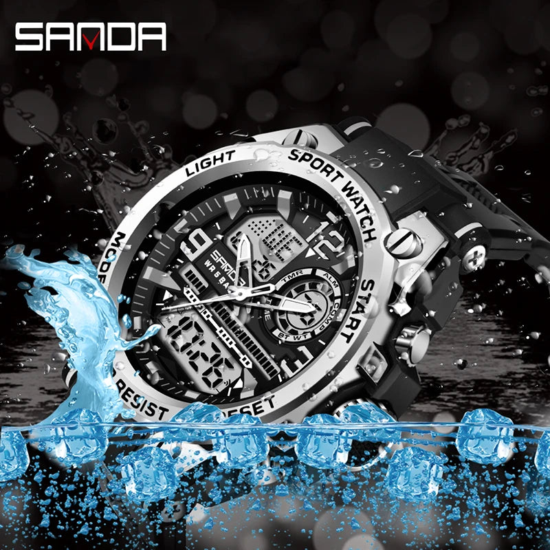 Reloj Militar SANDA Pantalla Dual LED Digital para Hombre