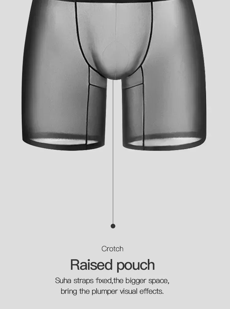 1/2/3 Uds. Ropa interior de seda helada para hombre, Boxer antibacteriano transparente sin costuras, pantalones cortos 0,01 de tela ultrafina, calzoncillos transparentes