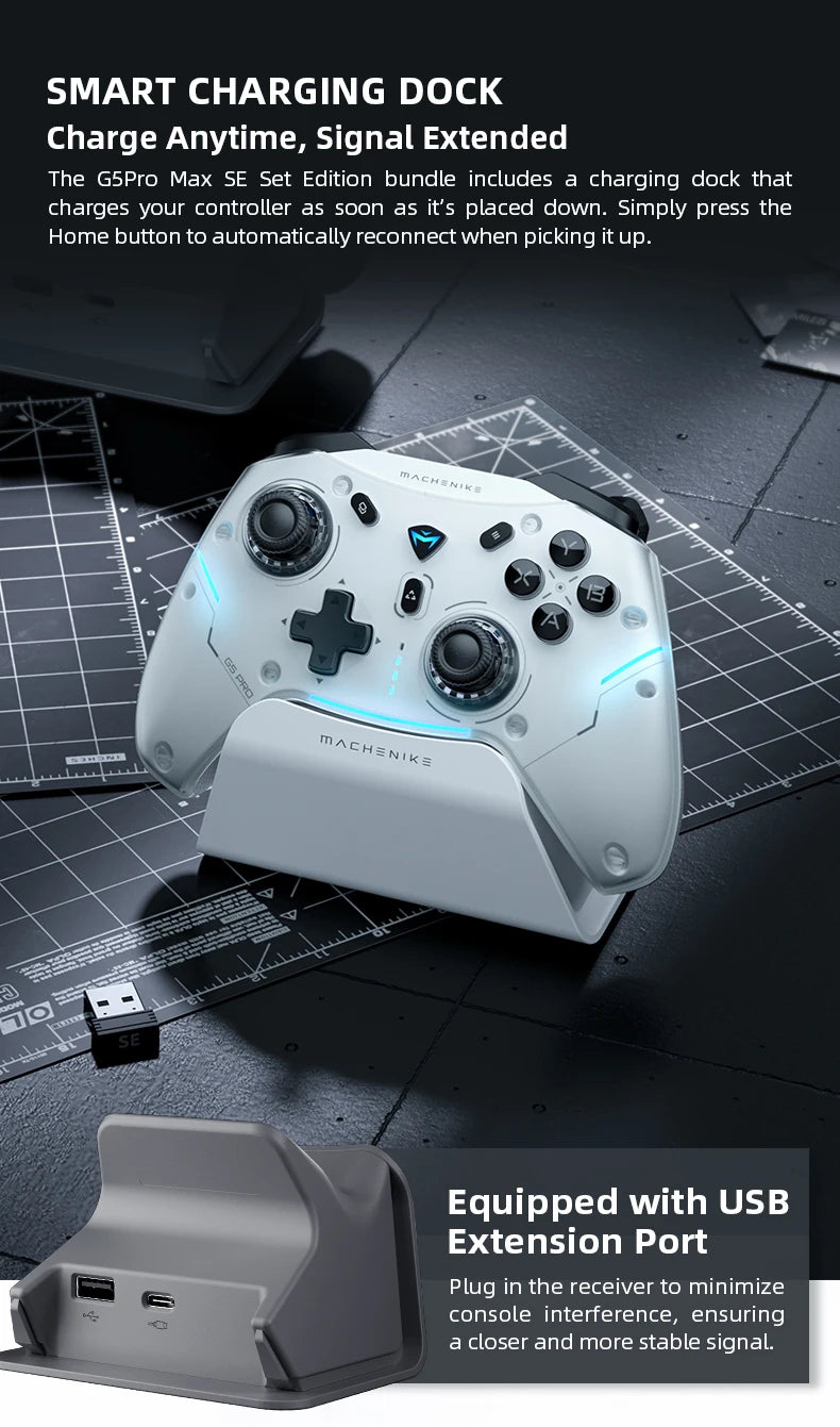 MACHENIKE-controlador de juegos G5Pro Max SE con base de carga, Joysticks de efecto Hall opcionales, activadores, luz RGB, inalámbrico