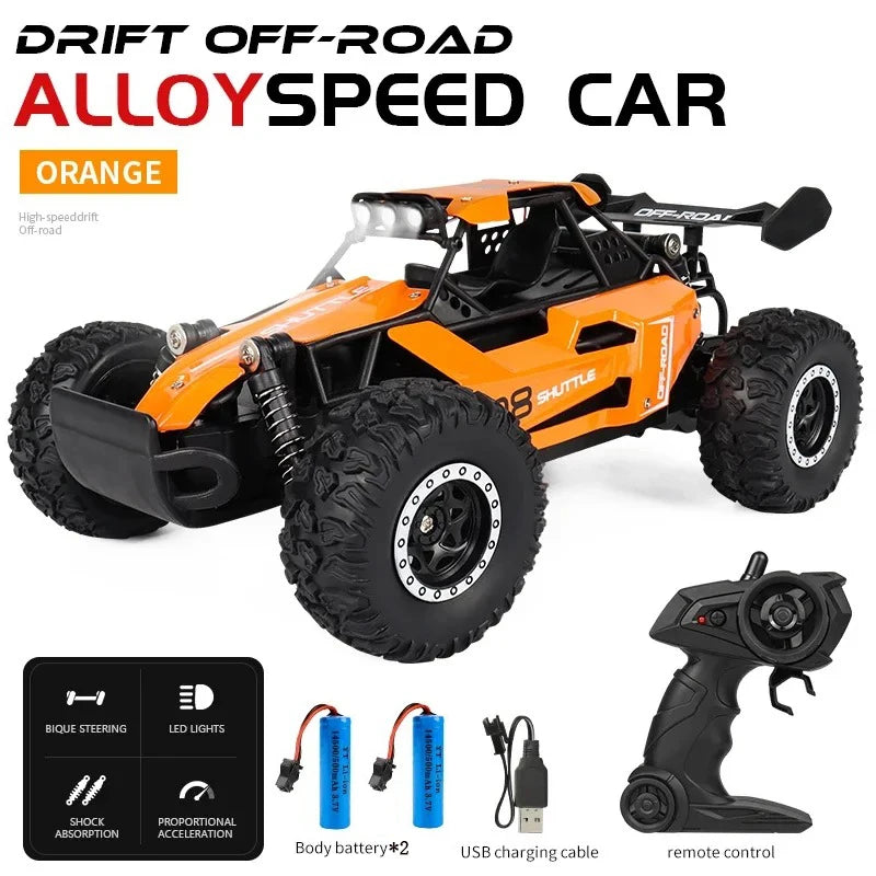Coche RC 1:16 2WD con Luces LED, 20 KM/H, Todoterreno, Regalos para Niños