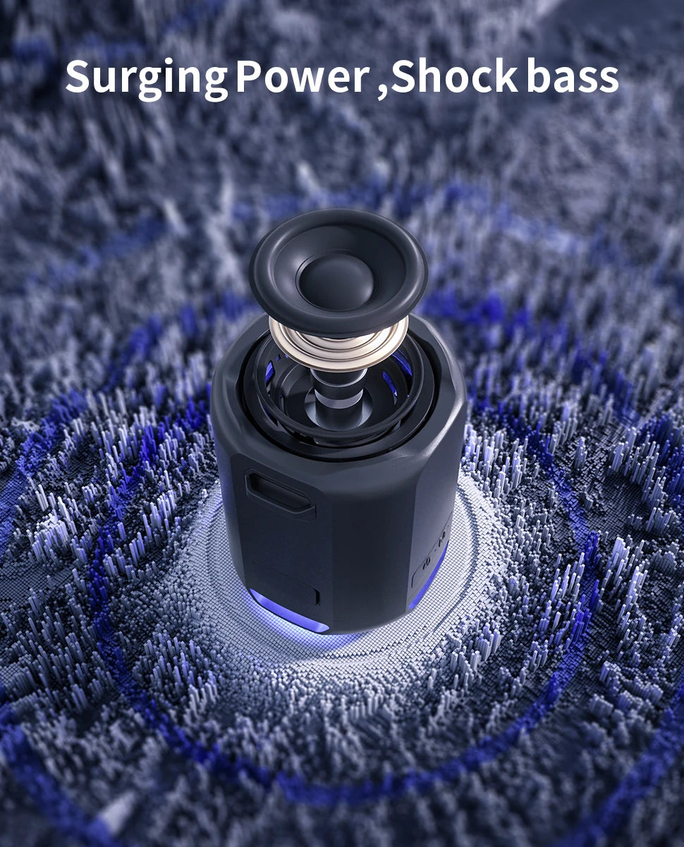 MLOVE Altavoz Bluetooth portátil, Bluetooth 5.3, luces RGB, sonido compacto de alta fidelidad, conectividad TWS