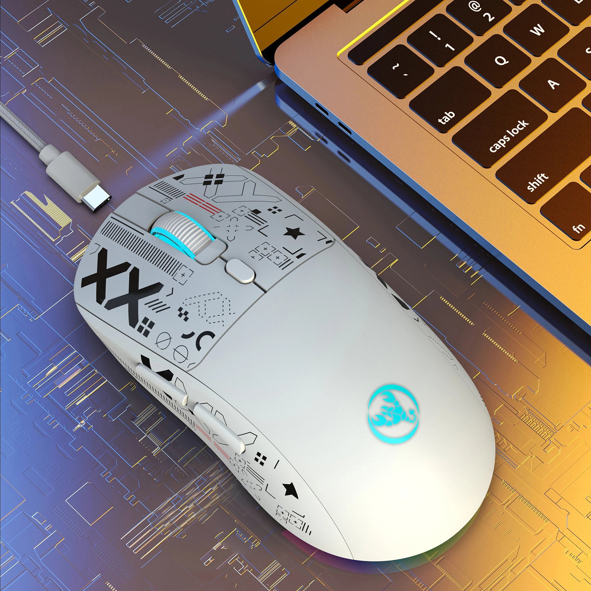 HXSJ-60% Juego de teclado y ratón retroiluminado RGB, teclado con cable de 61 teclas, ratón inalámbrico óptico para juegos de 3 modos para ordenador portátil y PC