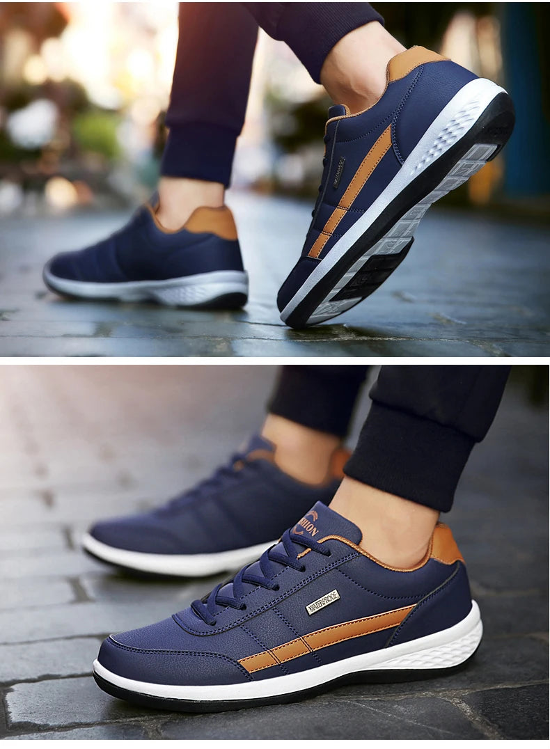 YRZL zapatos de hombre primavera otoño zapatillas impermeables para caminar ocio zapatos deportivos de cuero para hombre calzado antideslizante tenis para hombres