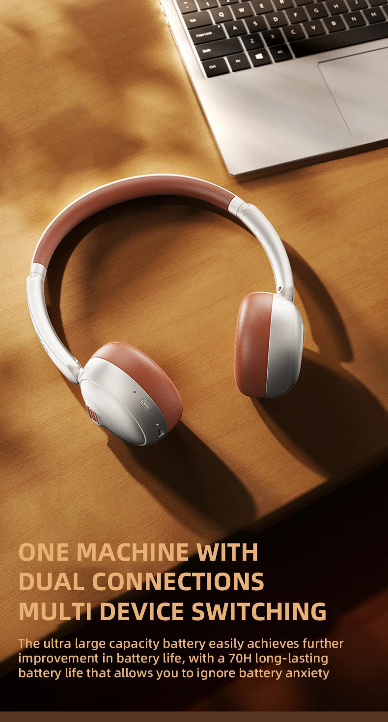 Auriculares Bluetooth Acer OHW111, Estilo Retro, Inalámbricos, Bluetooth 5.4, HIFI Estéreo, para Gamers, 70 Horas de Reproducción