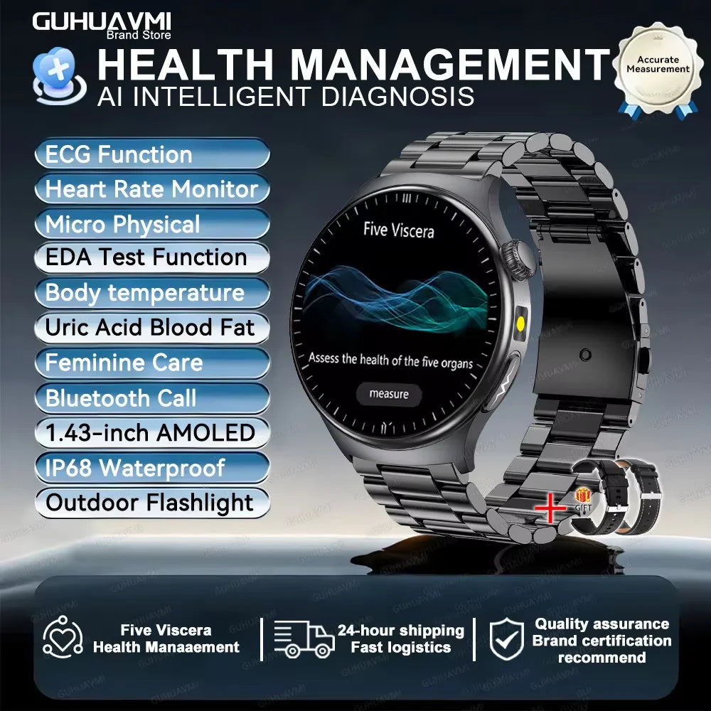 Reloj Inteligente con ECG, Grasa Corporal y Presión Arterial AMOLED