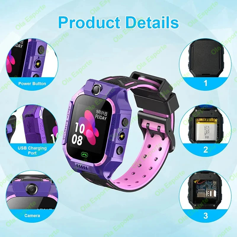 Reloj Inteligente GPS para Niños 2026, con Tarjeta SIM 2G, Llamada SOS, Cámara, Resistente al Agua, Regalo para Niños, Compatible con iOS y Android