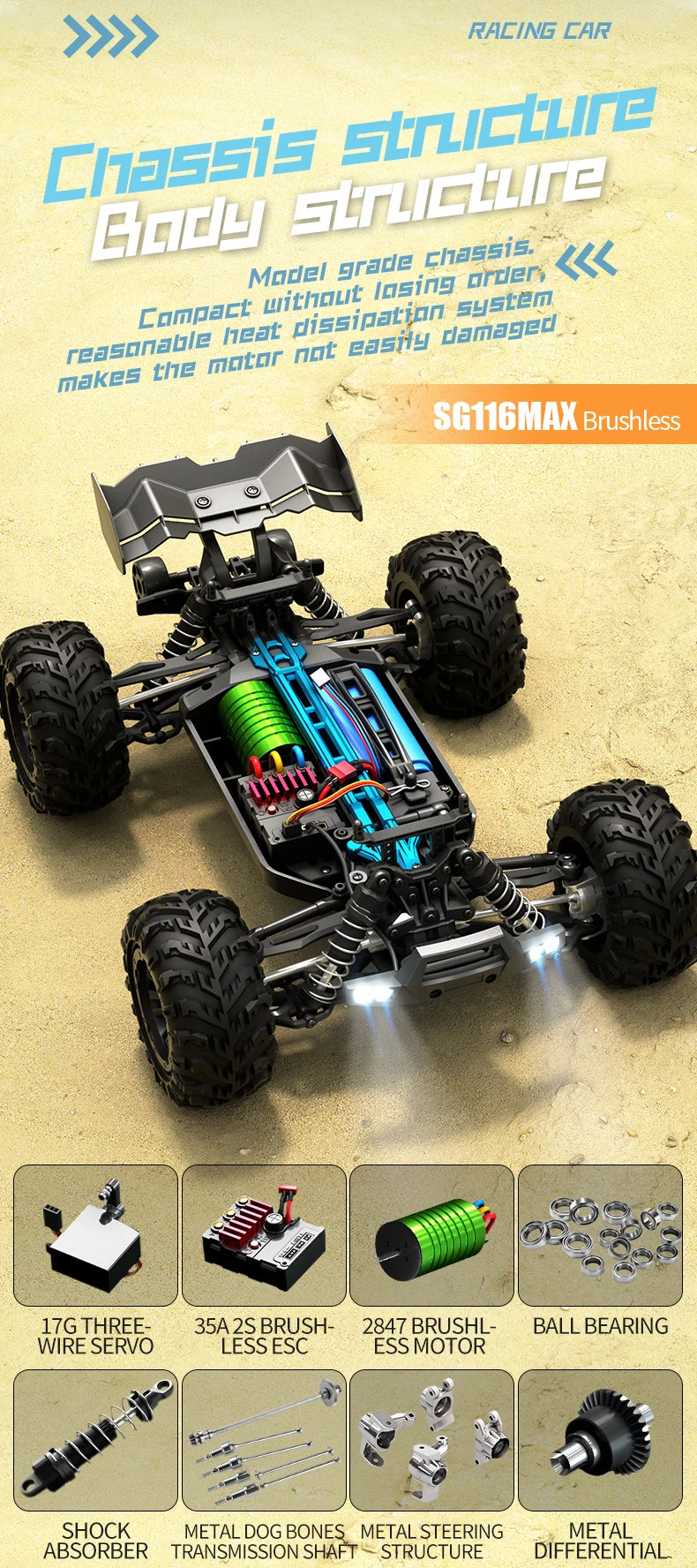 Teeggi 16101 /16102 PRO 1:16 70 KM/H carreras de deriva de alta velocidad SG116 MAX 4WD RC coche todoterreno monstruo camión juguetes para regalo de chico