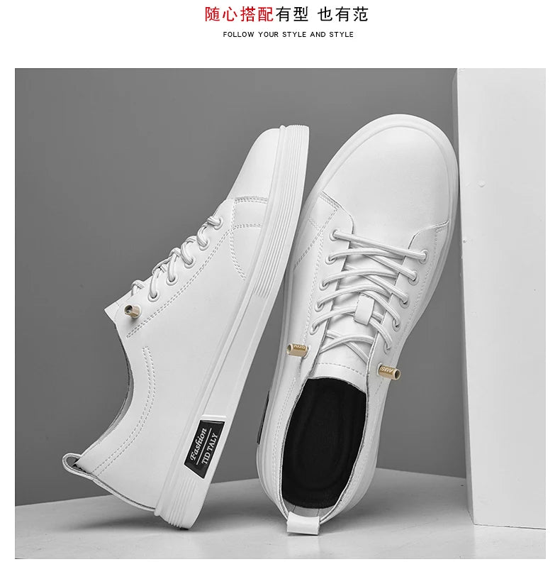Zapatos casuales, zapatos deportivos de piel de vaca, zapatos planos, zapatos casuales clásicos para hombres, nuevos estilos de primavera y otoño, zapatos casuales de moda