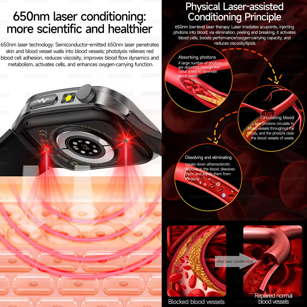 Reloj Inteligente Terapia Láser Monitor de Salud