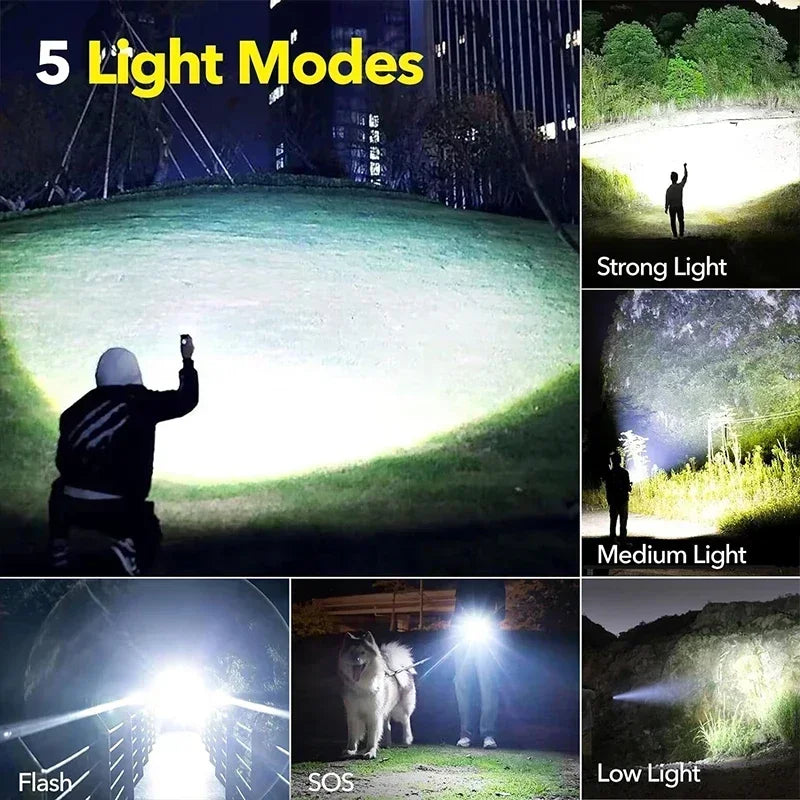 Linternas recargables, linterna táctica LED de alta potencia, linterna de caza portátil superbrillante para senderismo de emergencia