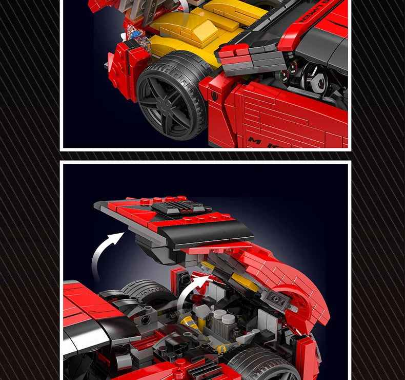 Con caja Original, coches de juguete técnicos, coche de carreras deportivo Lykan rojo, conjunto de bloques de construcción, juego de ladrillos para coche, regalo de Navidad para niños