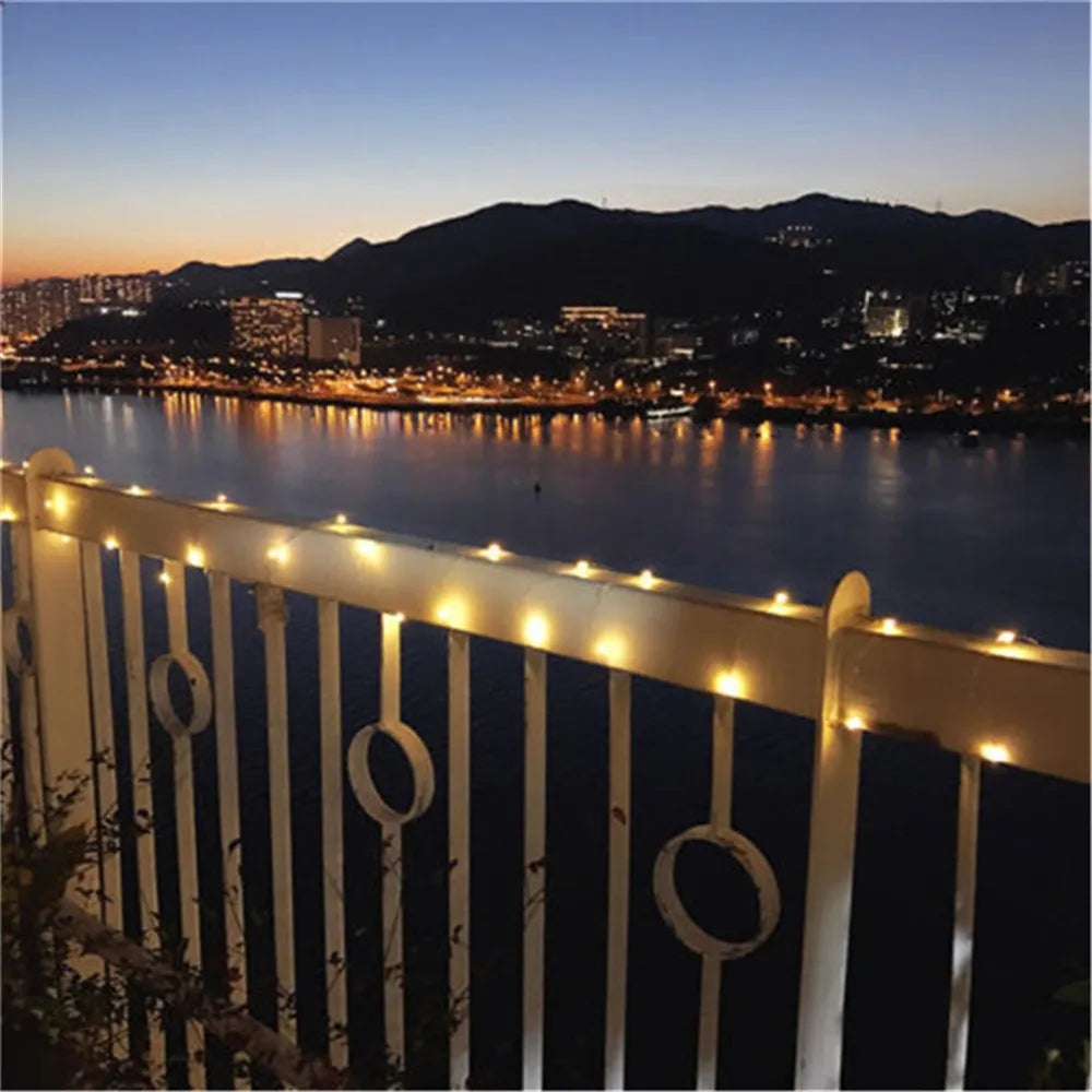 Guirnalda de luces LED solares impermeables para jardín navideño