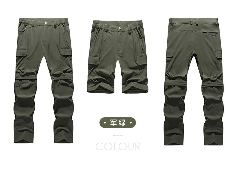 Pantalones convertibles de senderismo tipo cargo para hombre, impermeables, de secado rápido, livianos, con cremallera extraíble, perfectos para aventuras al aire libre, pesca y camping, equipo de senderismo versátil para