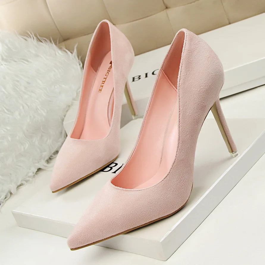 Zapatos de Tacón Alto 9cm para Mujer - Gamuza, Tallas Grandes