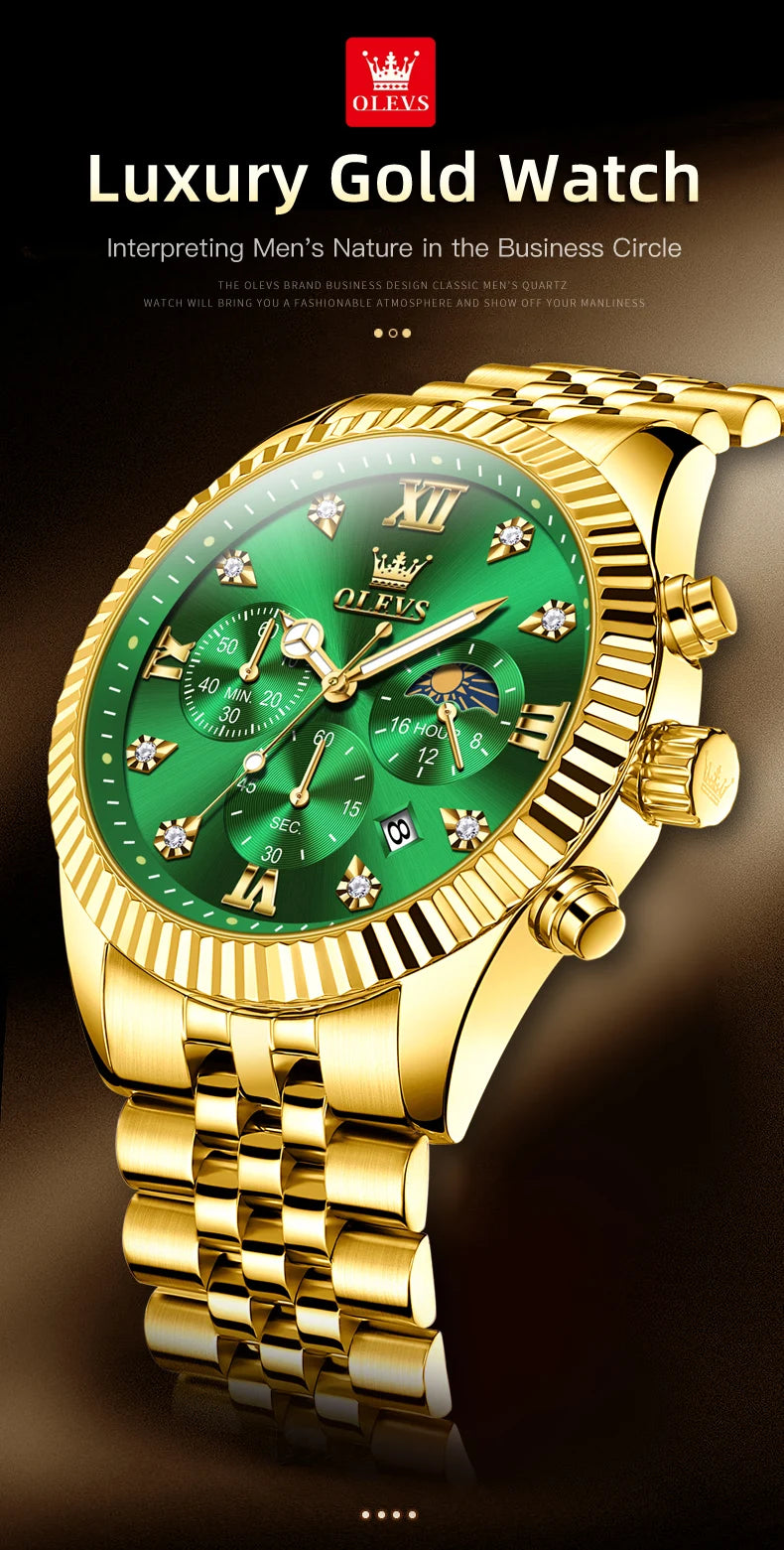 Reloj de Cuarzo OLEVS 2932 para Hombre con Cronógrafo y Diamantes