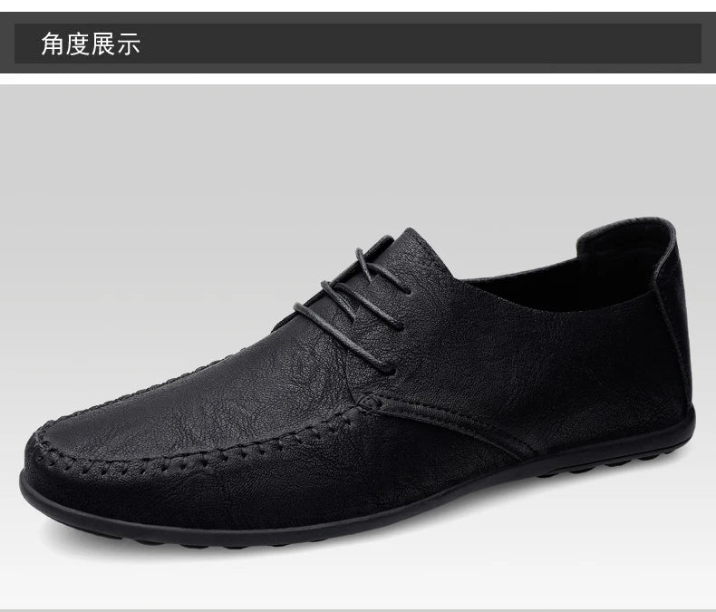 Zapatos de cuero para hombre, suelas blandas, zapatos de cuero informales de talla grande para las cuatro estaciones, zapatos de conducción versátiles para fiesta juvenil a la moda