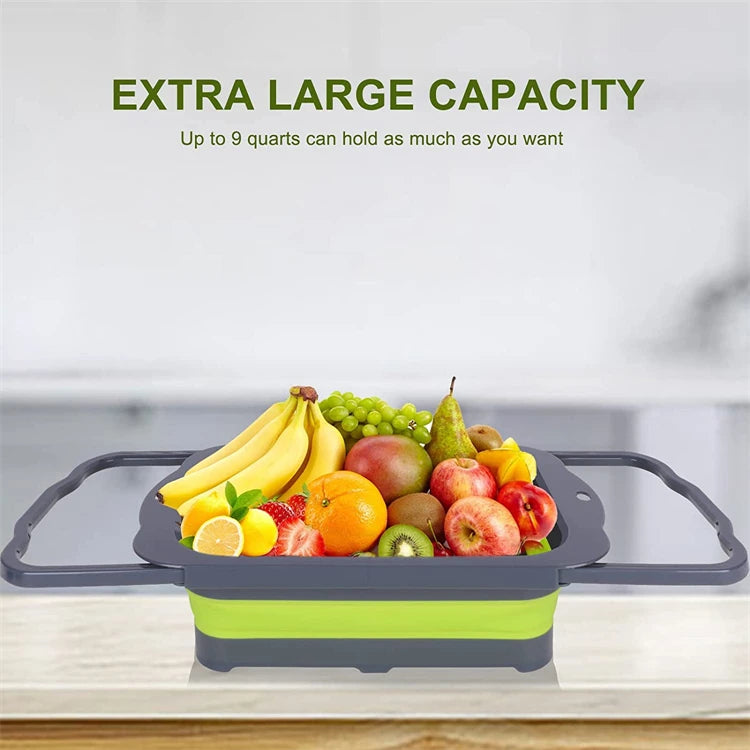 LMETJMA Colador plegable con asas extensibles Colador colador sobre el fregadero coladores de frutas y verduras coladores JT40