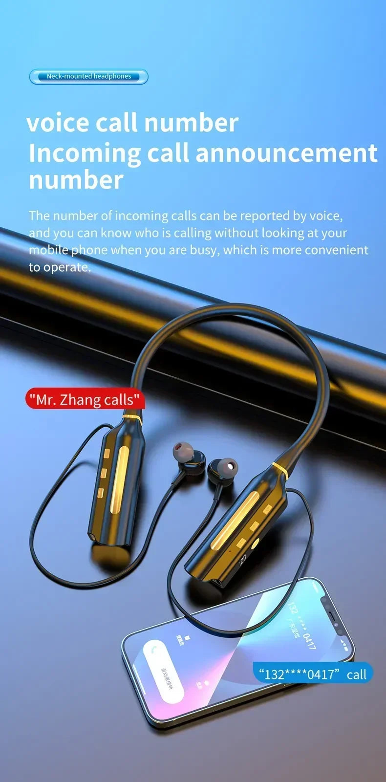 Auriculares Bluetooth Banda para el Cuello Deportivos