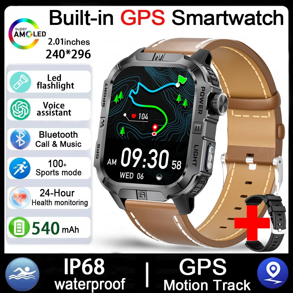 Reloj Inteligente Militar con GPS, LED, Brújula e IP68