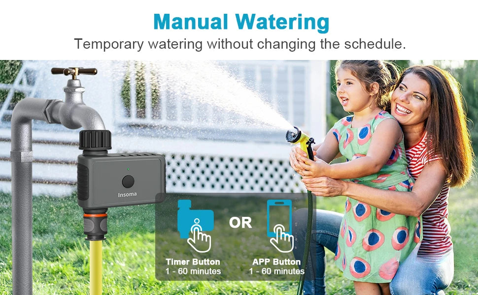 Insoma Wifi temporizador automático de aspersión temporizador remoto de agua de jardín sistema de riego inteligente unidad de Control de manguera compatible con Alexa