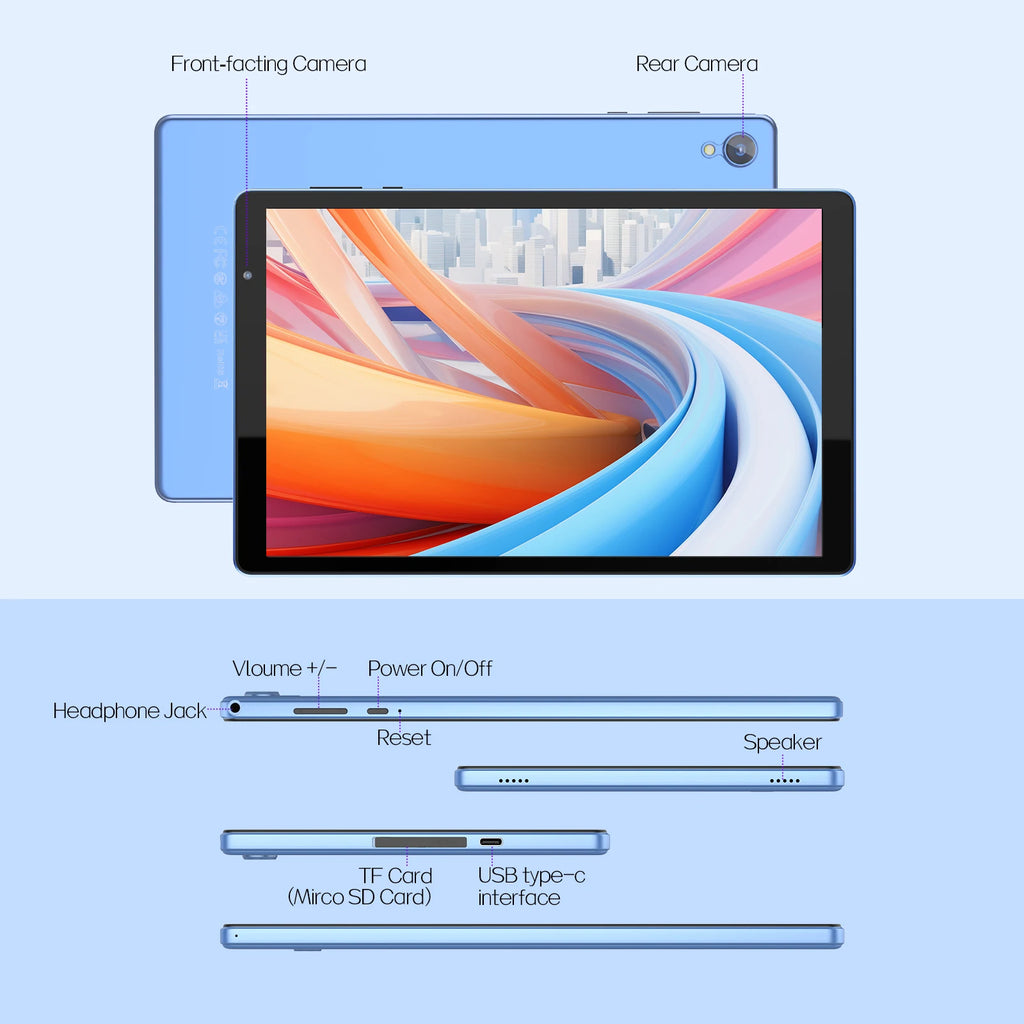 Tablet Android 14 de 10.1": 4GB RAM, 32GB ROM, Quad-Core, 6000mAh
