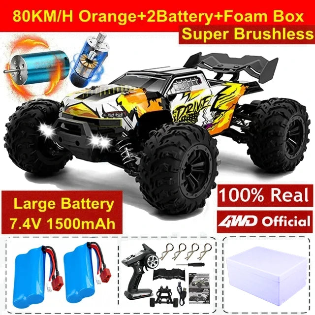 Coche Todoterreno RC 4WD sin Escobillas, Alta Velocidad 50-80 KM/H