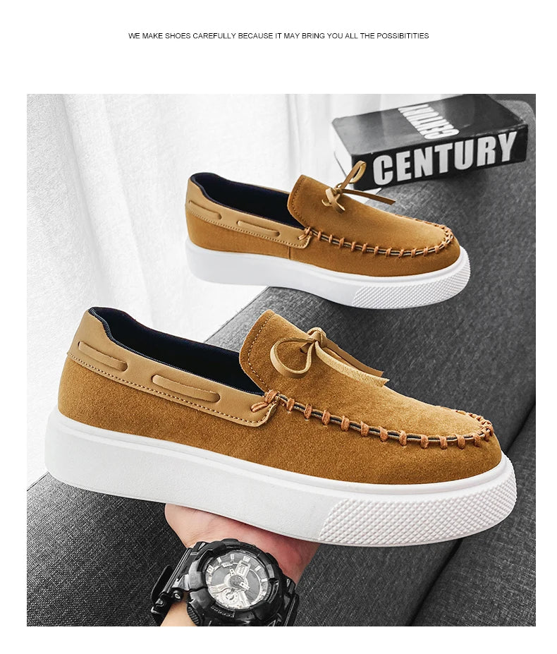 Mocasines casuales de estilo británico para hombre, cuero transpirable, antideslizantes