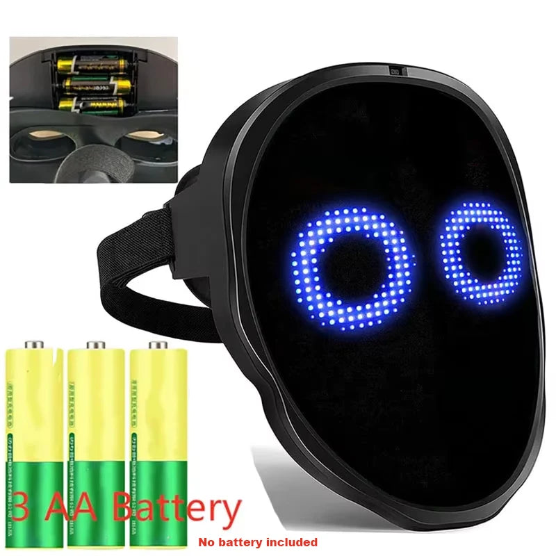 Máscara con luz LED para fiesta, detección de gestos, pantalla inteligente, máscaras faciales LED, programable, Control por aplicación Bluetooth, máscara transformadora