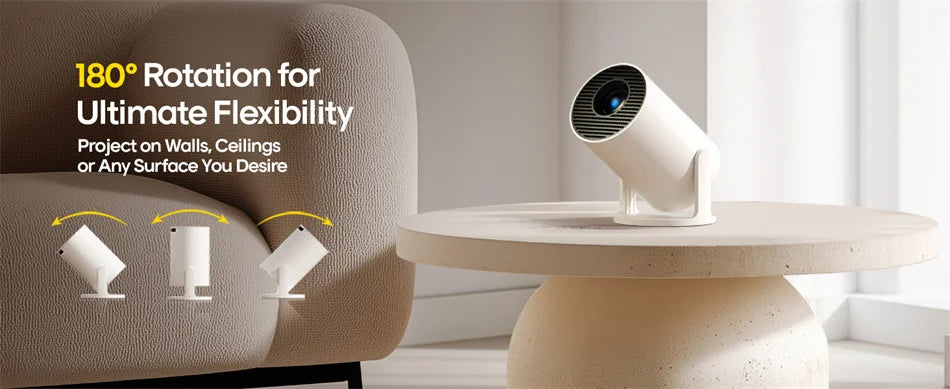 Mini Proyector XFY HY300 con WIFI 5G y Bluetooth, Compatible con 4K 1080P, Proyector Portátil 180 °   Proyector Keystone Automático Giratorio