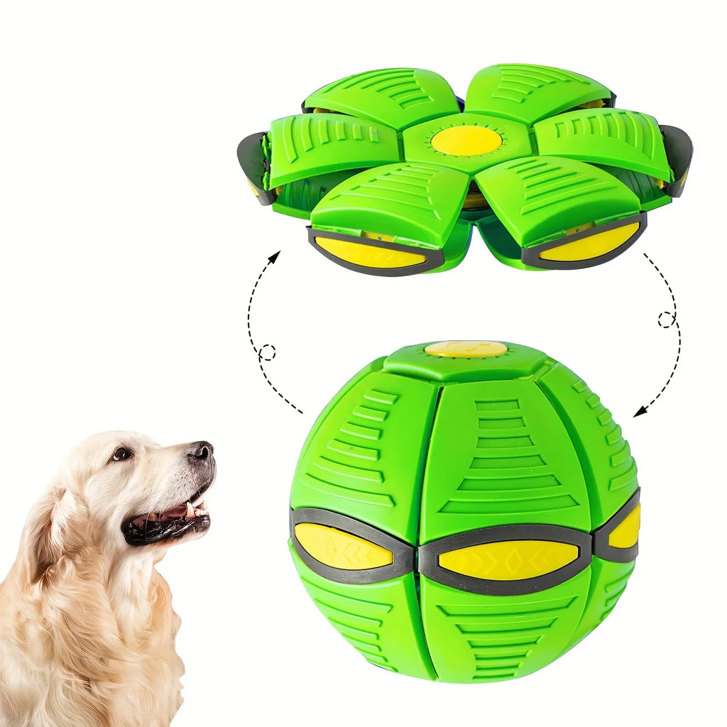 La pelota que rebota con platillo volador es un juguete duradero, elástico y divertido para perros, adecuado para actividades y ejercicios al aire libre