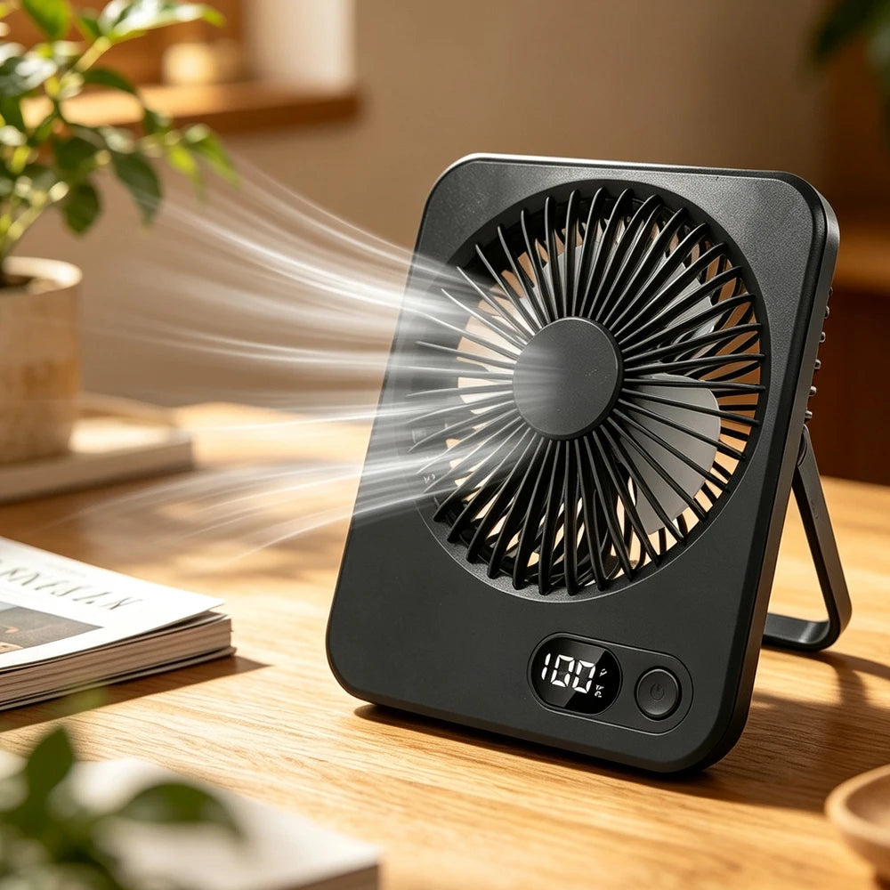 Mini Ventilador de Escritorio USB Recargable Silencioso