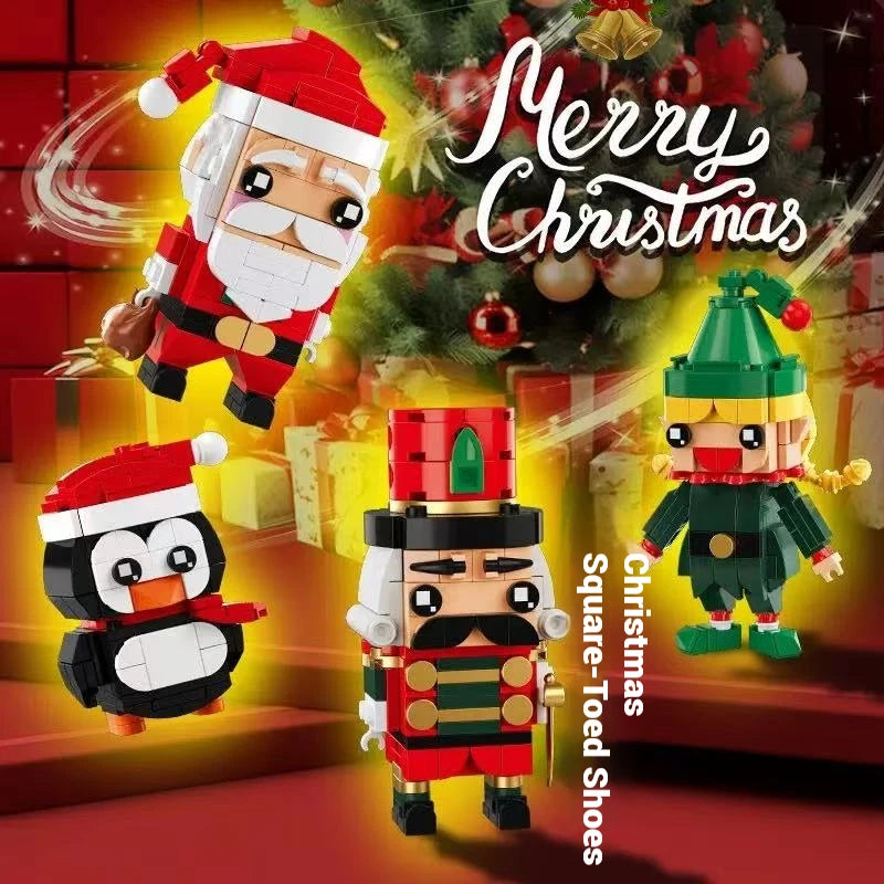 493 Uds. Juego de regalo de juguete de bloques de construcción de Navidad, ensamblaje de modelo de pingüino BrickHeadz de Papá Noel, adornos navideños para niños