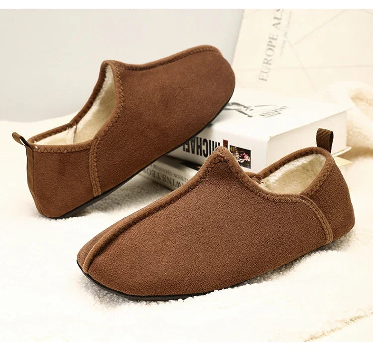 YRZL zapatos de algodón de invierno para hombre, zapatillas ligeras sin cordones cálidas, mocasines de algodón de felpa para dormitorio y hogar, zapatos cálidos de invierno Unisex