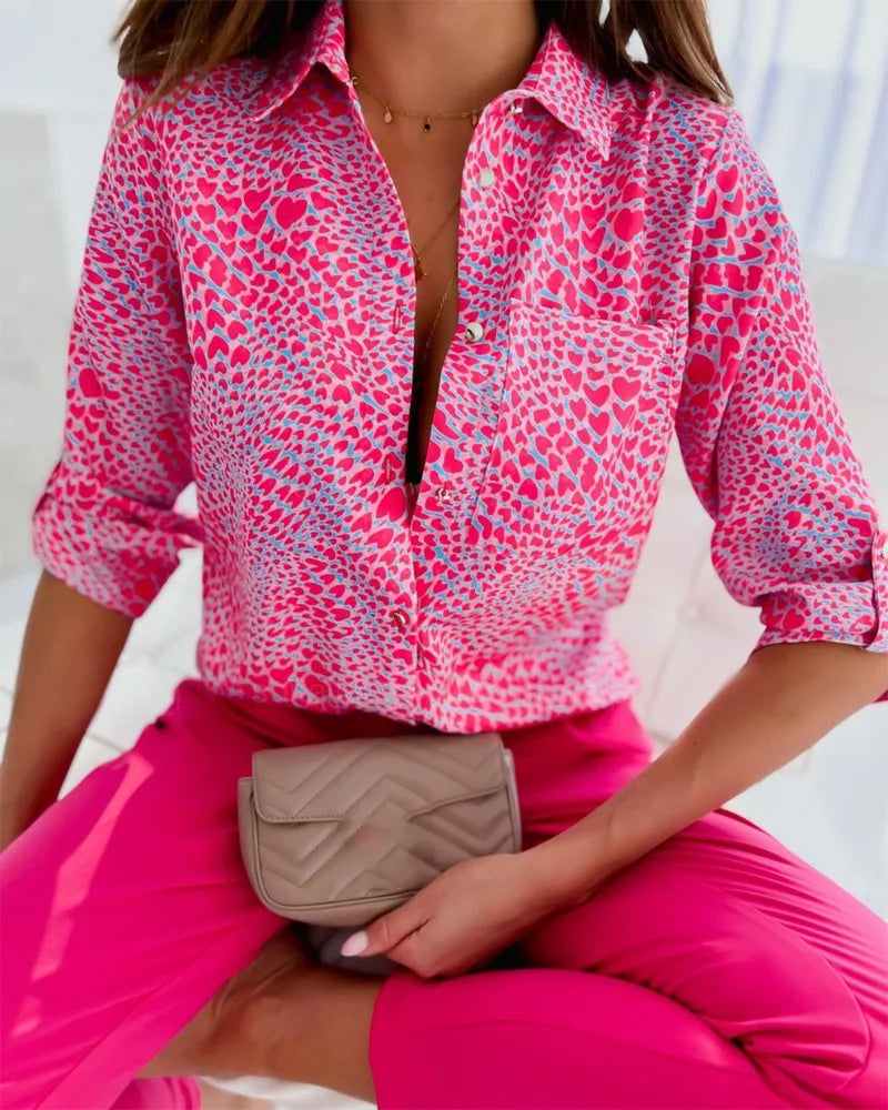 Blusa de Manga Larga con Estampado a Rayas para Mujer
