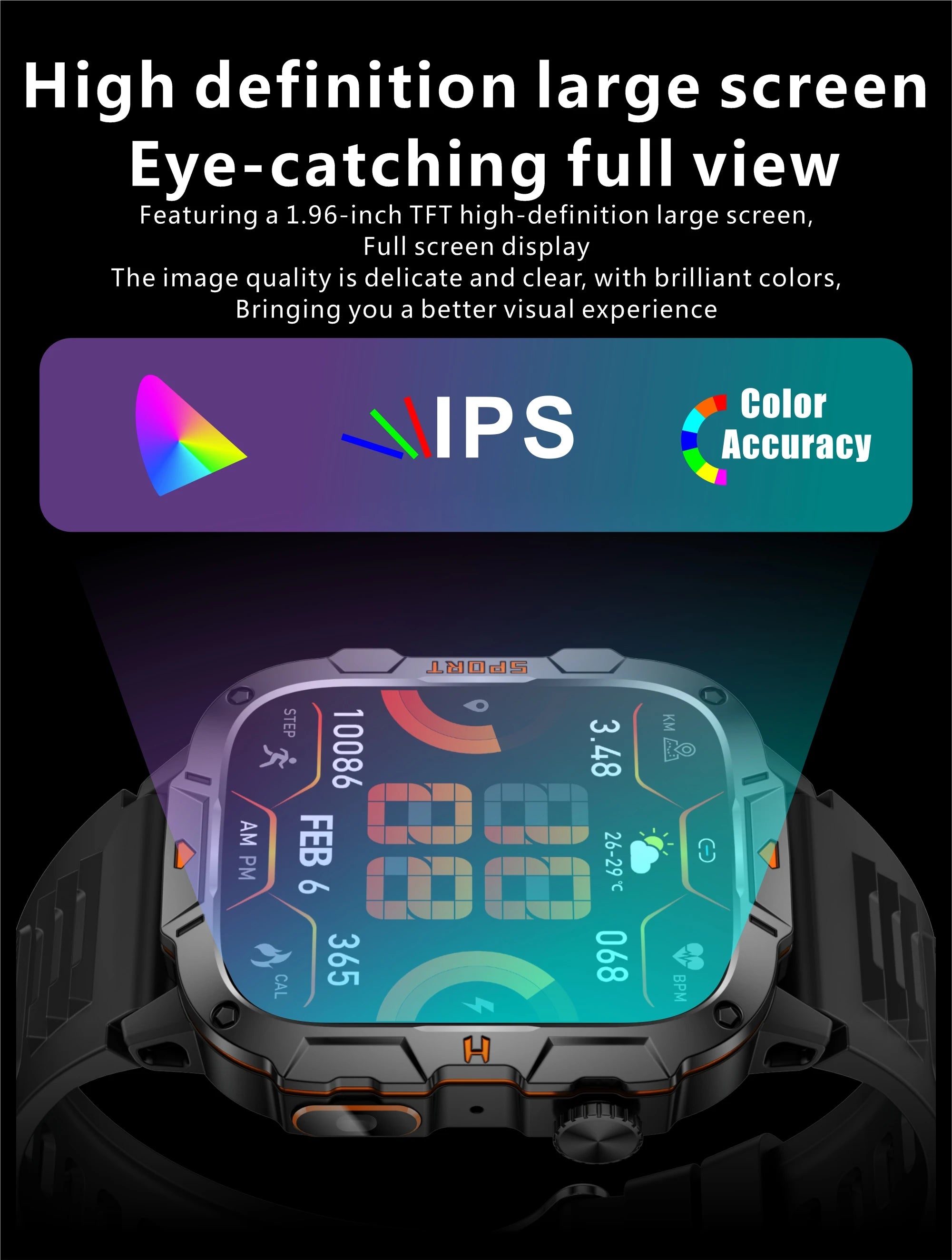 Reloj Inteligente de Grado Militar 2025, Pantalla AMOLED de 1.96 Pulgadas, Resistente al Agua 5ATM, Reloj Inteligente Deportivo con Llamadas Bluetooth
