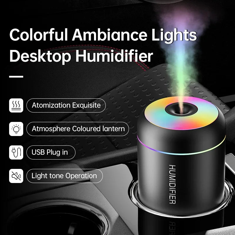 Mini humidificador difusor de aromas USB 180 ml para auto con luces