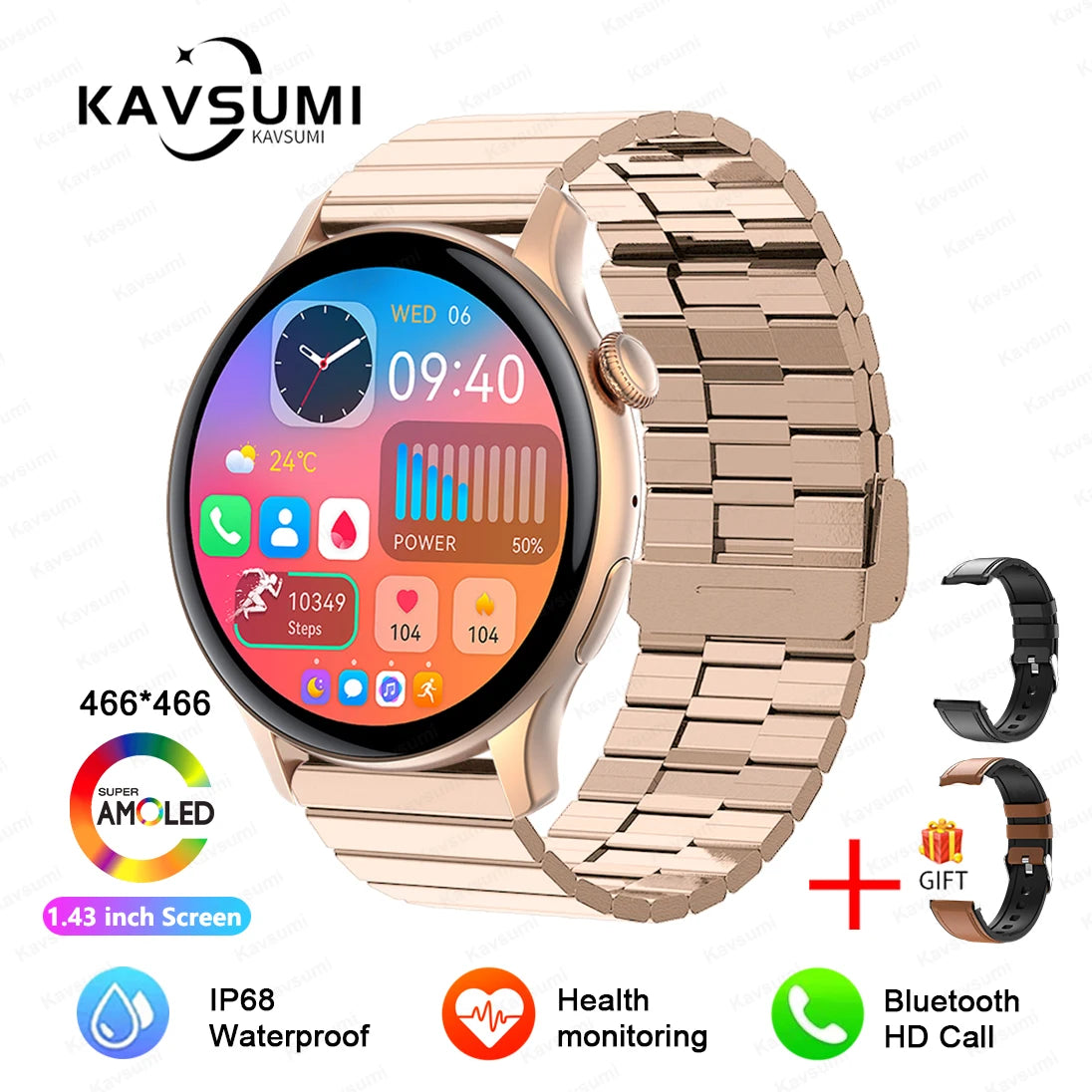 Reloj Inteligente NFC para Mujer con AMOLED, GPS y Llamadas Bluetooth