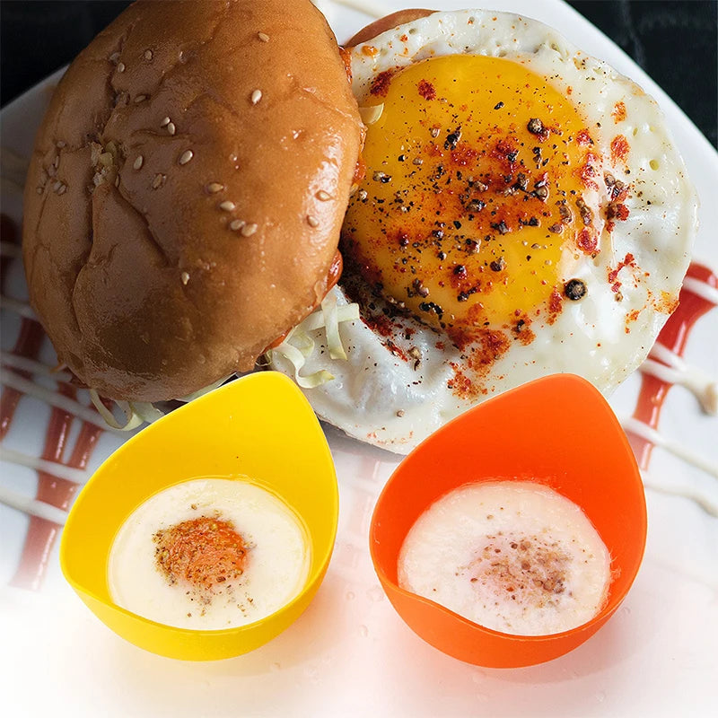 LMETJMA-Tazas de silicona para escalfador de huevos, molde para hervir huevos, con soportes de anillo, para freidora de aire por microondas, 4 piezas, JT85
