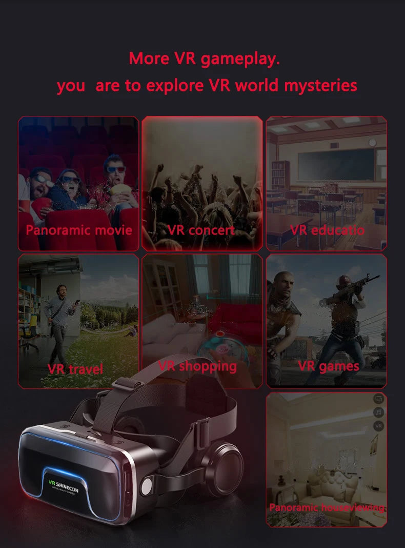 Gafas VR, Auriculares 3D, Dispositivos de Realidad Virtual, Casco, Lentes Viar, Gafas para Teléfono Inteligente, Controlador de Juegos Inteligente, Set de Visión