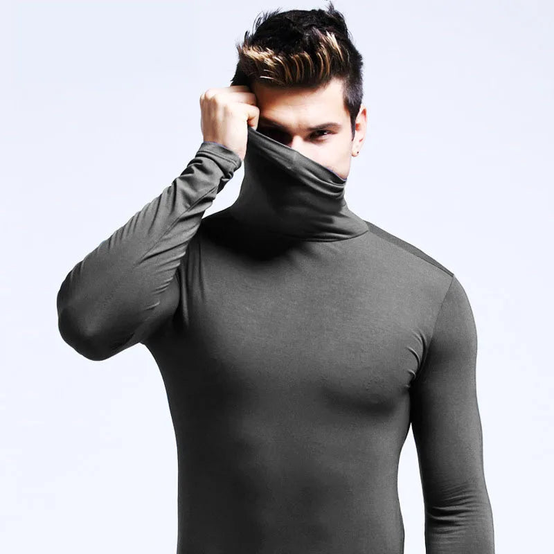 Suéteres de Cuello Alto para Hombre Otoño Invierno, Suéteres Casuales Térmicos de Manga Larga, Ajustados, Elásticos, Básicos, Sudaderas, Jumper, Camisetas