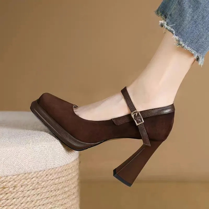 Zapatos de Tacón Alto con Plataforma para Mujer - Gamuza