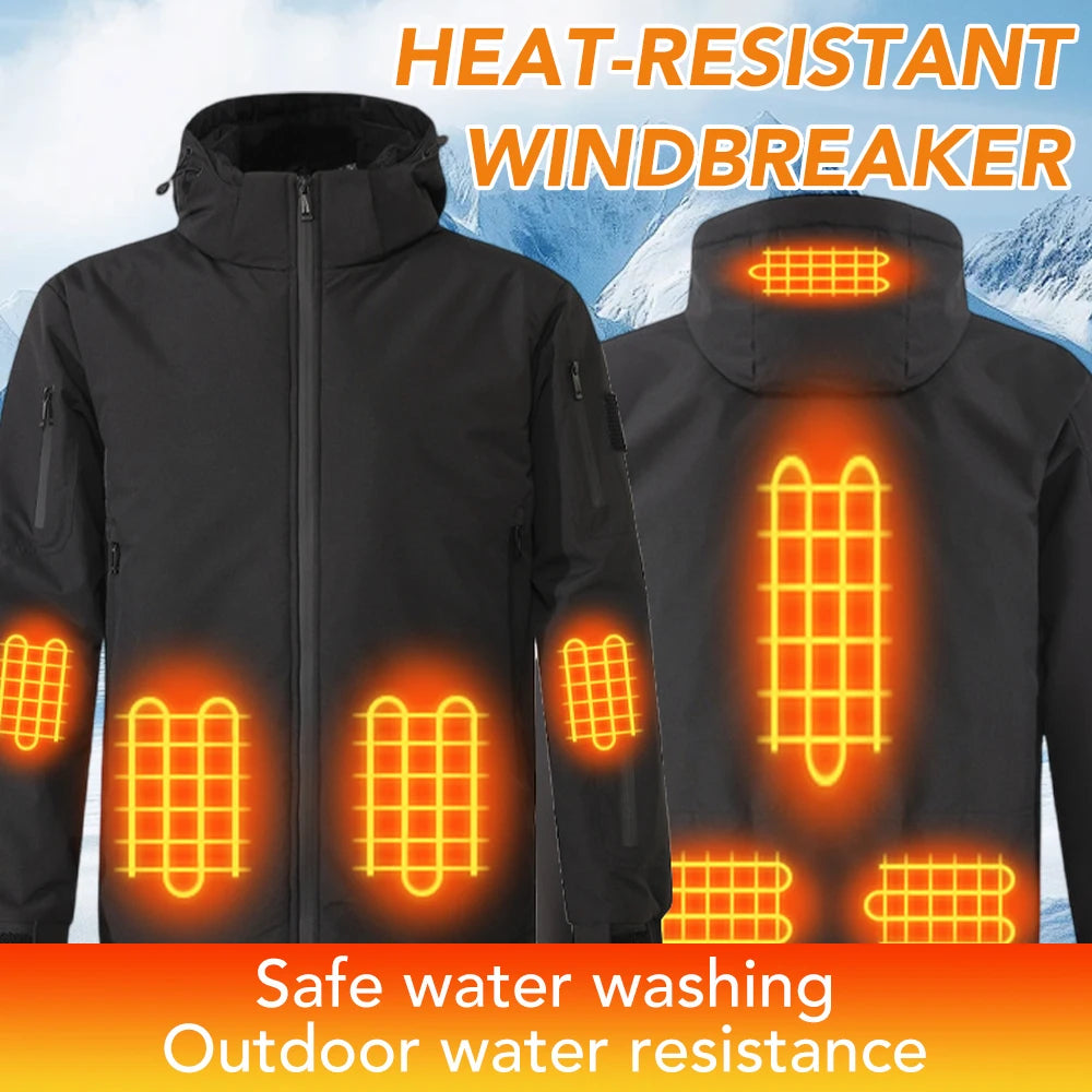 Chaqueta Calefactora de Grafeno con Capucha USB — 8 Zonas de Calor
