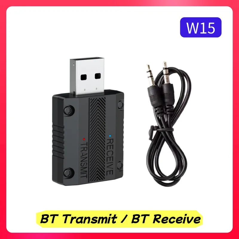 Kit Bluetooth 5.3 para Auto DYBO W15, Transmisor Receptor 2 en 1, Aux 3,5mm