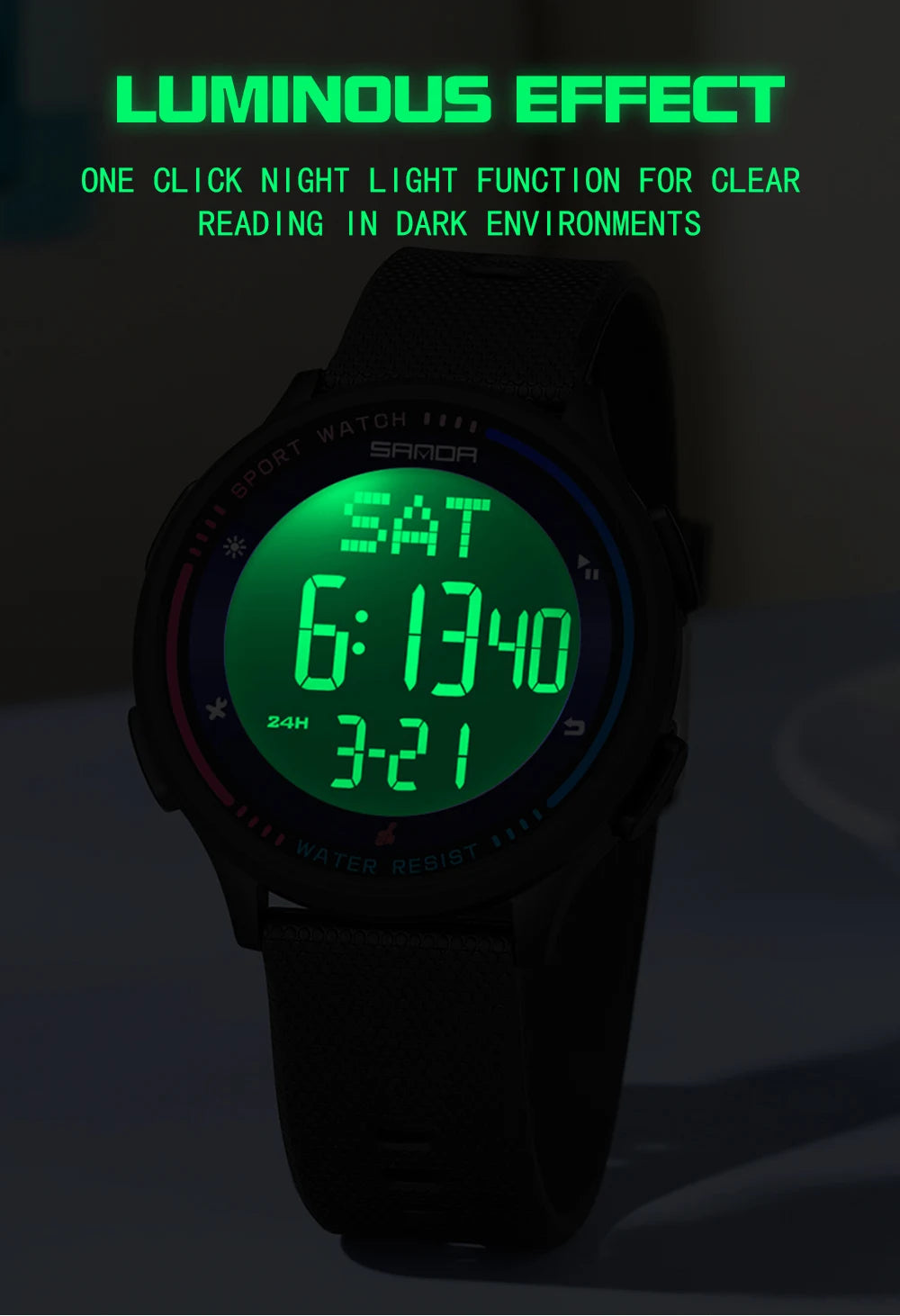 Reloj Digital SANDA 6158 para Niños y Adolescentes, Deportivo Impermeable